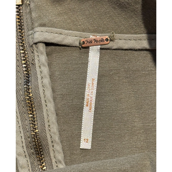 Free People Modern Femme Olive Green Denim Skirt - Size 12 - Picture 5 of 5
